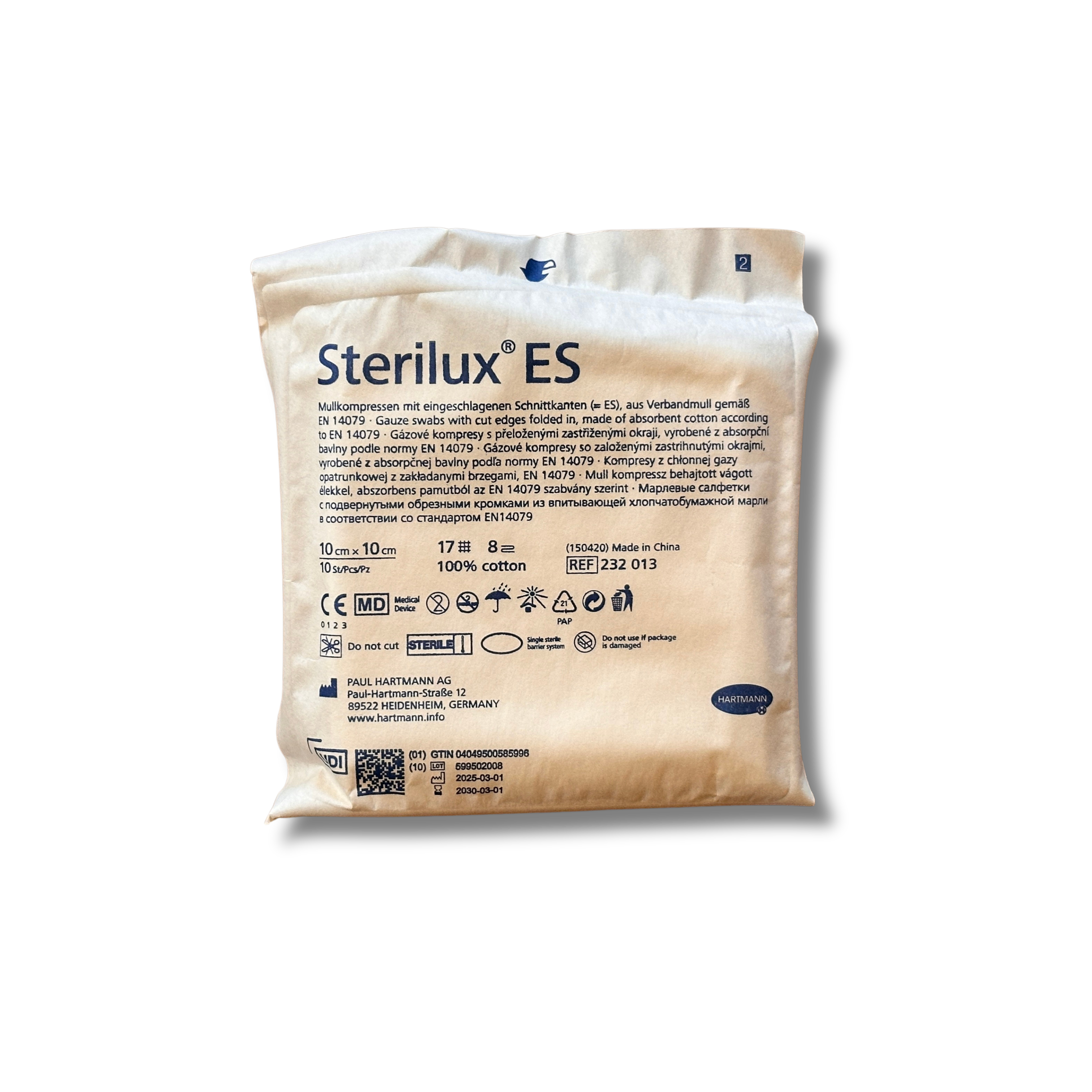 Sterilux® ES steril hajtogatott mull-lap (10 × 10 cm; 10 db)